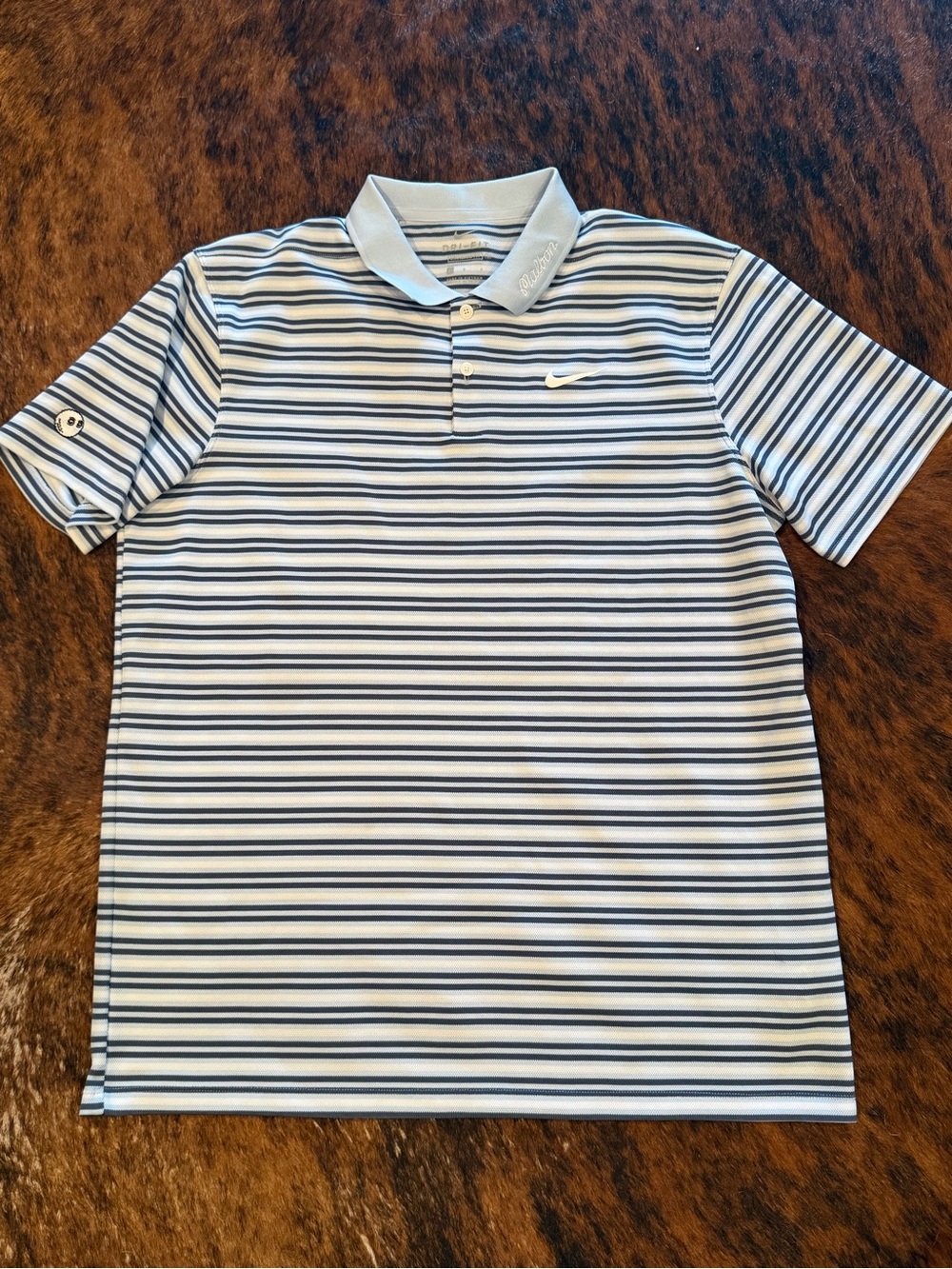 Malbon Golf x Nike Dri-FIT Victory Stripe Polo Blue White Golf Mens L BV0363-407